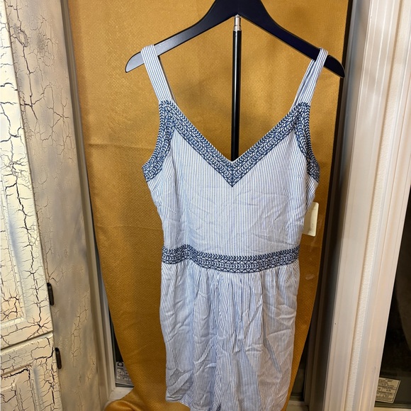 Japna Pants - NWT Japna Blue & White Striped Boho Romper Embroidered Summer Festival Jumper